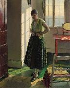 Harold Herbert Gertrude in an Interior oil painting on canvas